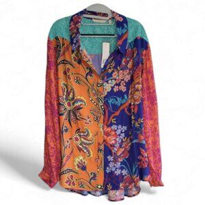 Soft Surroundings Hermosa Tunic Shirt Multi Print Plus Size 22W NWT Boho